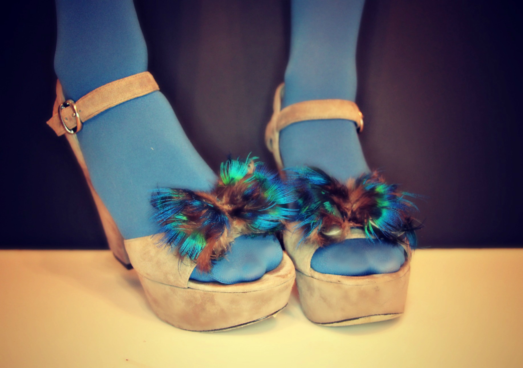 Peacock Feather Bow Shoe Clips