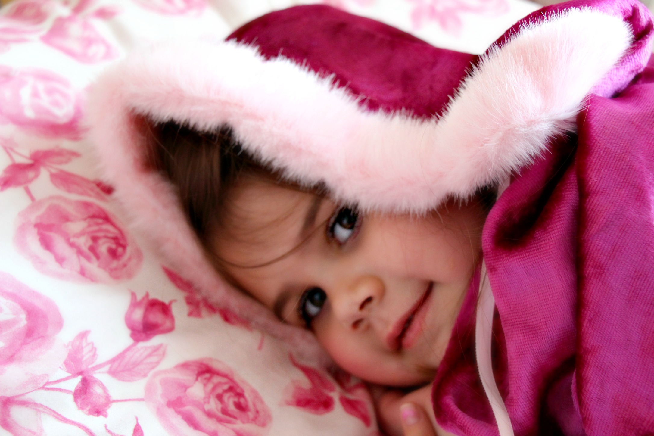 fur trimmed pink velvet cape for your little princess:: Little Pink Monster