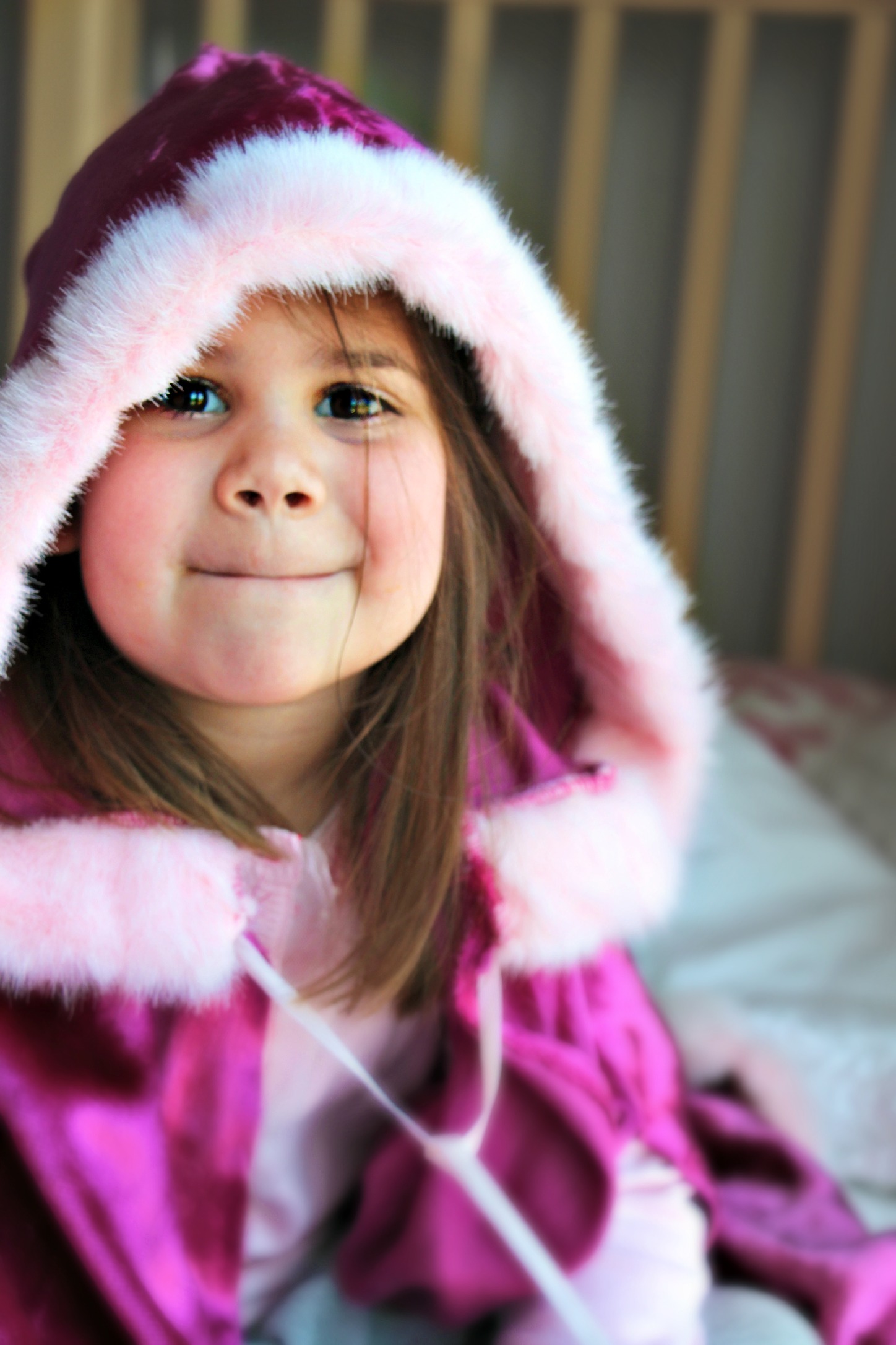 fur trimmed pink velvet cape for your little princess:: Little Pink Monster