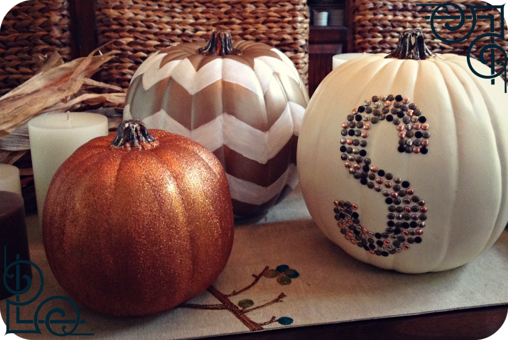 monogram chevron and glitter pumpkins:: by Little Pink Monster