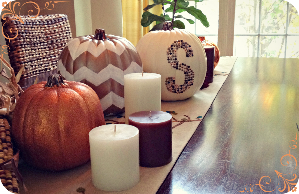 monogram chevron and glitter pumpkins:: by Little Pink Monster