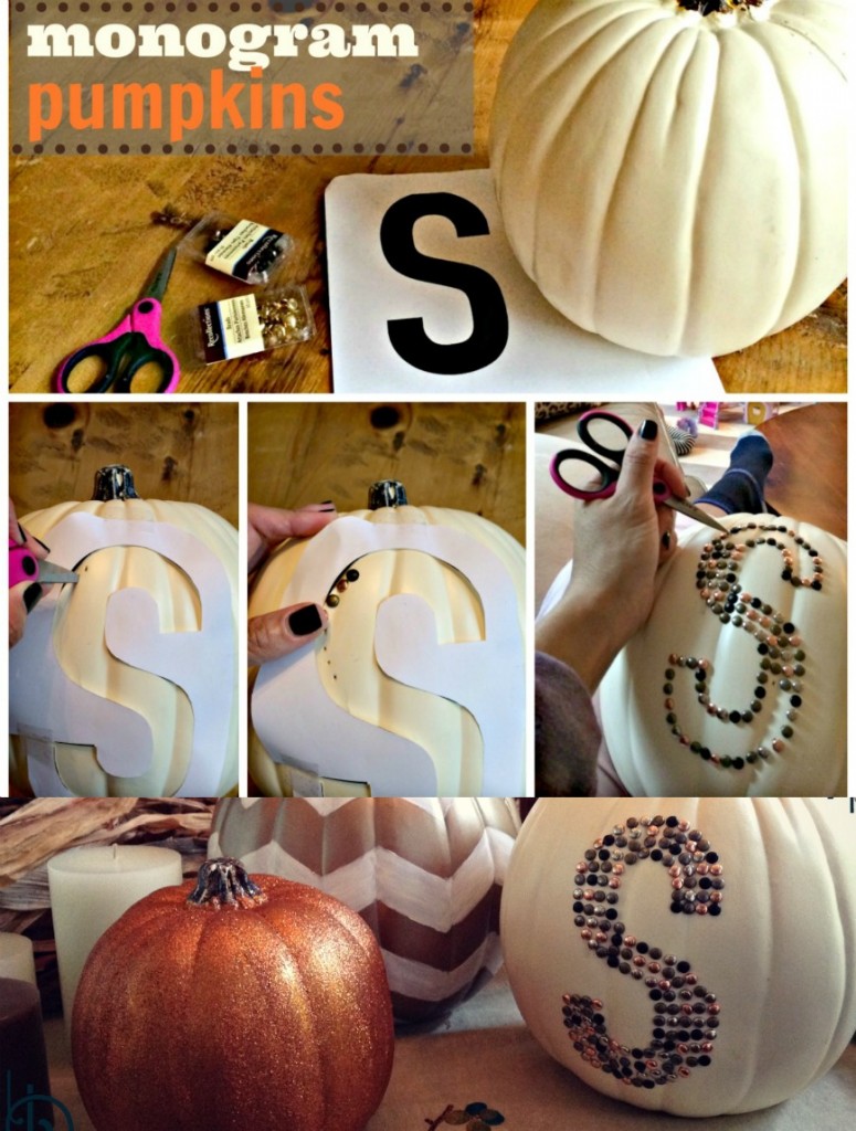 monogram chevron and glitter pumpkins:: by Little Pink Monster